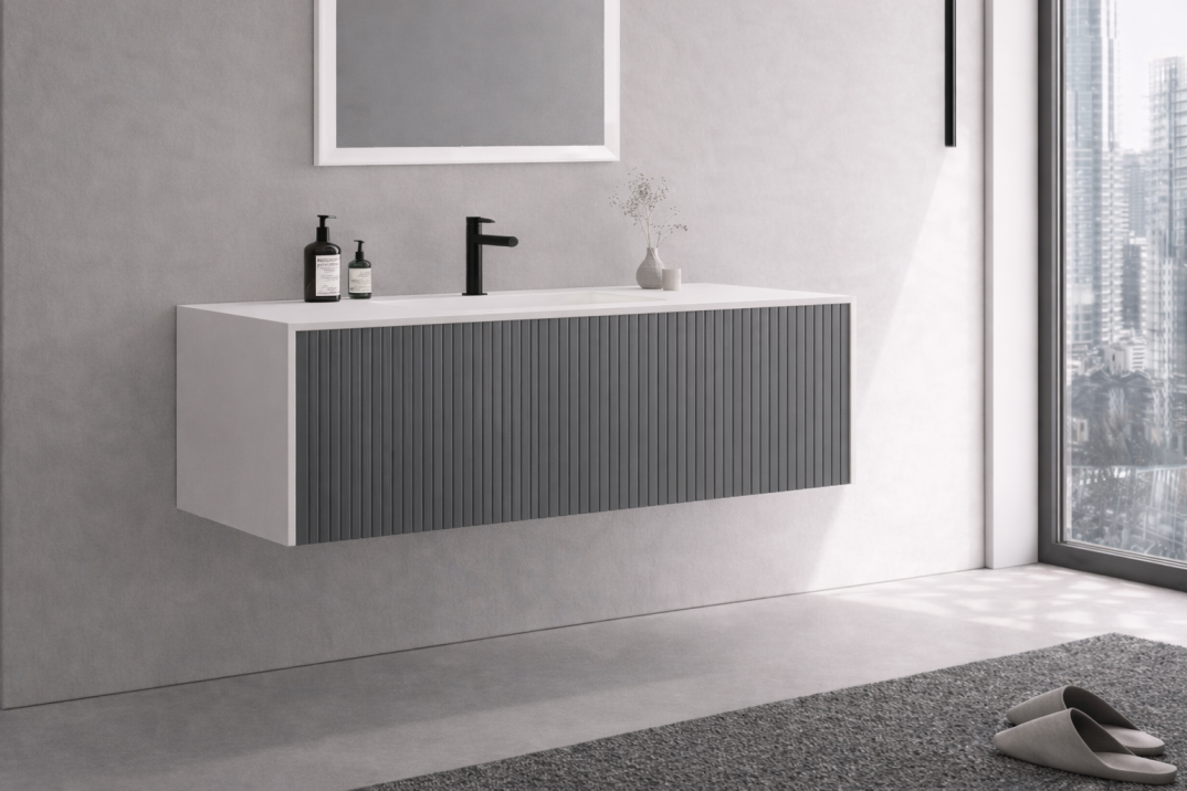 Orka Cube 120 cm Mat Gri Banyo Dolabı Alt Modül ve Lavabo, 3000380 - 4