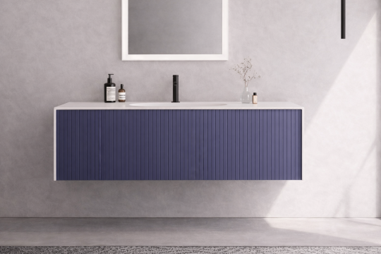 Orka Cube 120 cm Mat Lacivert Banyo Dolabı Alt Modül ve Lavabo, 3000379 