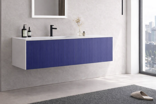 Orka Cube 120 cm Mat Lacivert Banyo Dolabı Alt Modül ve Lavabo, 3000379 - 4