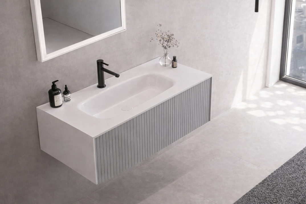 Orka Cube 120 cm Mat Vizon Banyo Dolabı Alt Modül ve Lavabo, 3000383 - 3