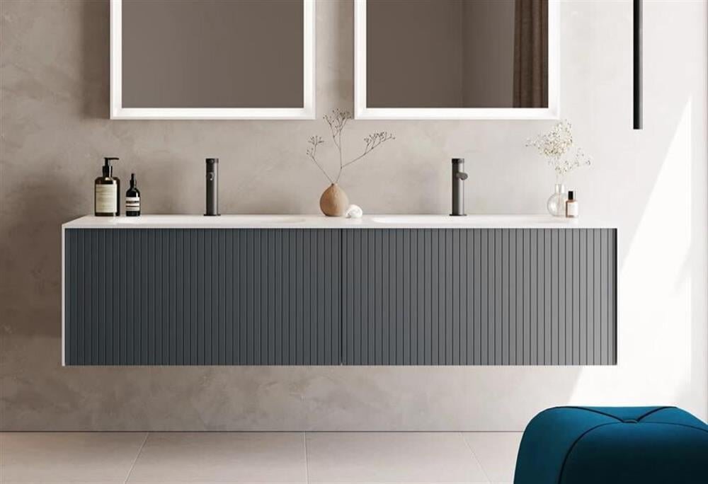 Orka Cube 160 cm Mat Antrasit Banyo Dolabı Alt Modül ve Lavabo, 3000386 - 2