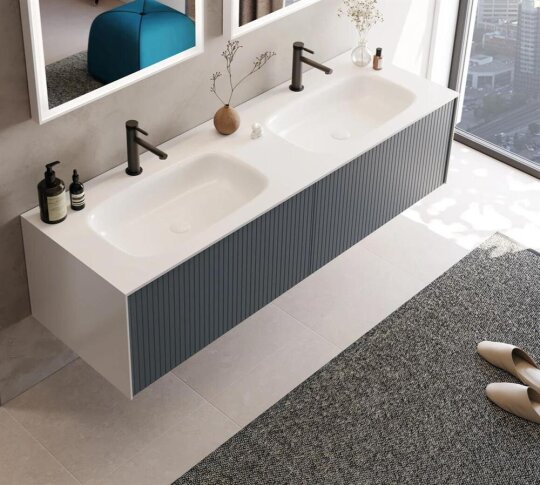 Orka Cube 160 cm Mat Antrasit Banyo Dolabı Alt Modül ve Lavabo, 3000386 - 3