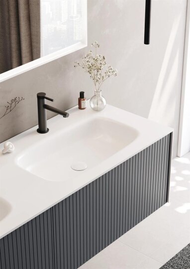 Orka Cube 160 cm Mat Antrasit Banyo Dolabı Alt Modül ve Lavabo, 3000386 - 4