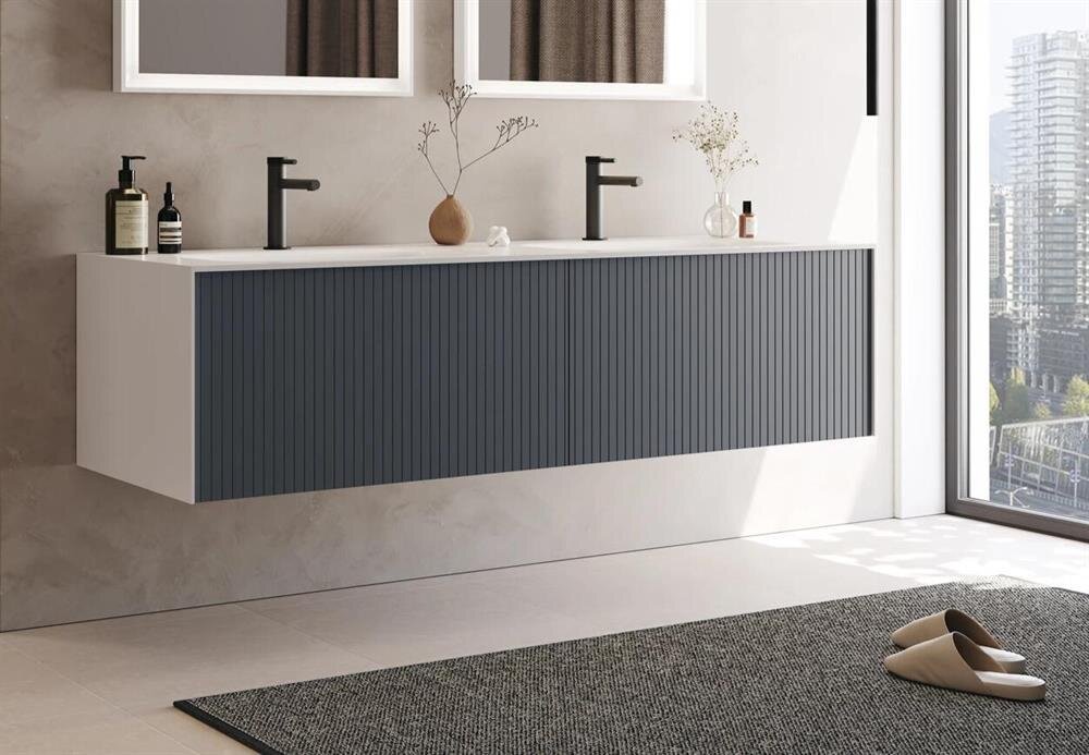 Orka Cube 160 cm Mat Antrasit Banyo Dolabı Alt Modül ve Lavabo, 3000386 - 6