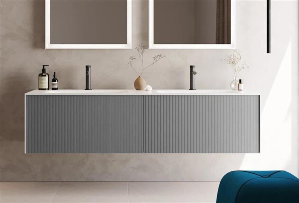 Orka Cube 160 cm Mat Gri Banyo Dolabı Alt Modül ve Lavabo, 3000385 - 2