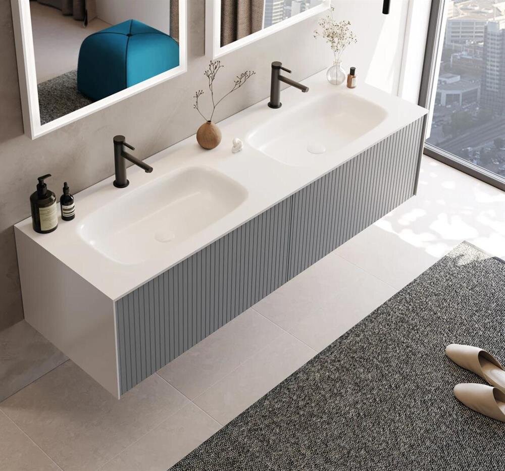 Orka Cube 160 cm Mat Gri Banyo Dolabı Alt Modül ve Lavabo, 3000385 - 3