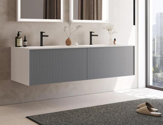 Orka Cube 160 cm Mat Gri Banyo Dolabı Alt Modül ve Lavabo, 3000385 - 4