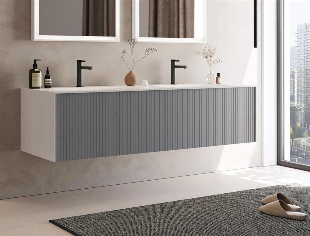 Orka Cube 160 cm Mat Gri Banyo Dolabı Alt Modül ve Lavabo, 3000385 - 4