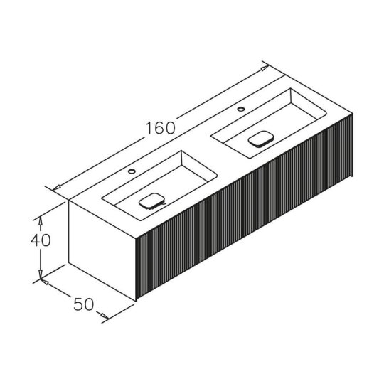Orka Cube 160 cm Mat Gri Banyo Dolabı Alt Modül ve Lavabo, 3000385 - 5