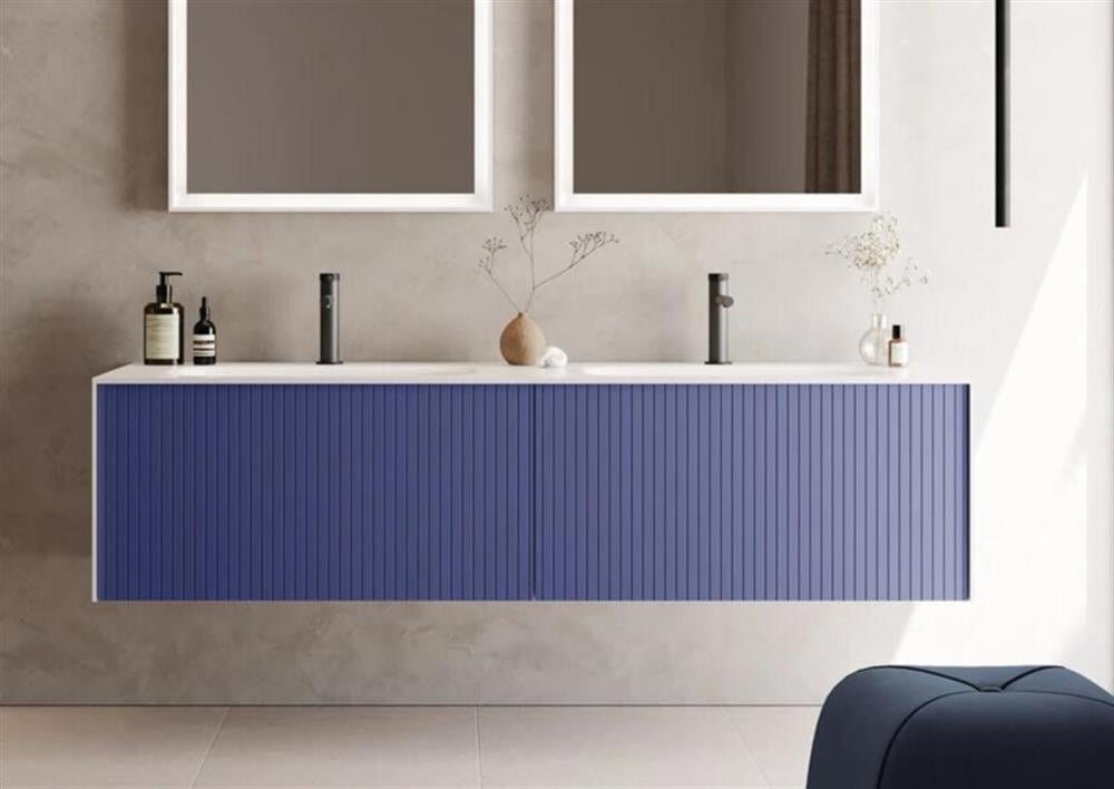 Orka Cube 160 cm Mat Lacivert Banyo Dolabı Alt Modül ve Lavabo, 3000384 - 2