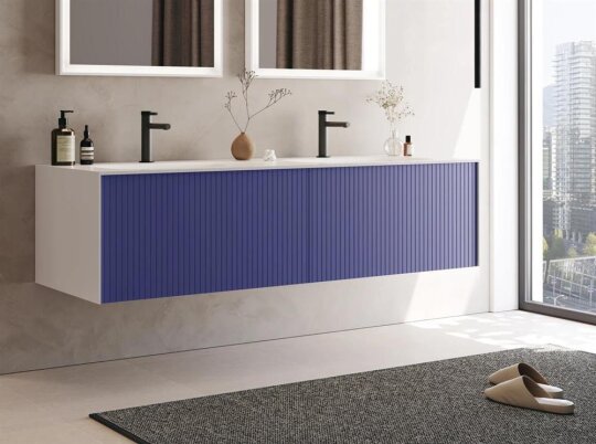 Orka Cube 160 cm Mat Lacivert Banyo Dolabı Alt Modül ve Lavabo, 3000384 - 4
