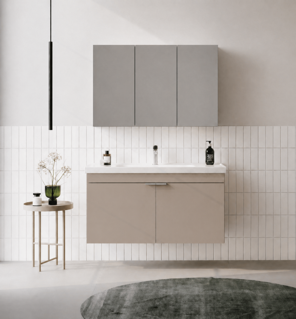 Orka Desna 100 cm, Çöl Beji, Banyo Dolabı Takımı, (Dolaplı Ayna), 5008749 - 1