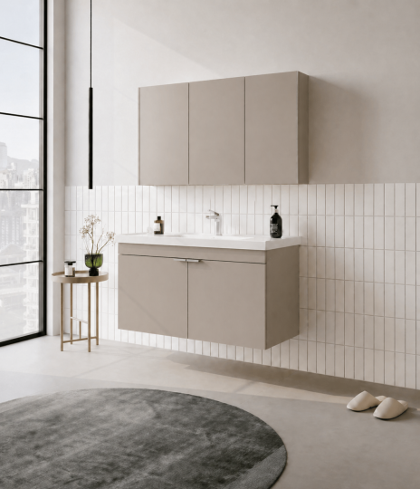 Orka Desna 100 cm, Çöl Beji, Banyo Dolabı Takımı, (Dolaplı Ayna), 5008749 - 3