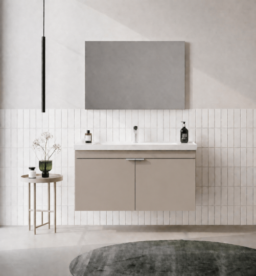 Orka Desna 100 cm, Çöl Beji, Banyo Dolabı Takımı, (Düz Ayna), 5008752 - 2
