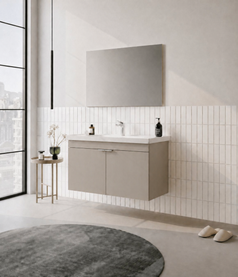 Orka Desna 100 cm, Çöl Beji, Banyo Dolabı Takımı, (Düz Ayna), 5008752 - 3
