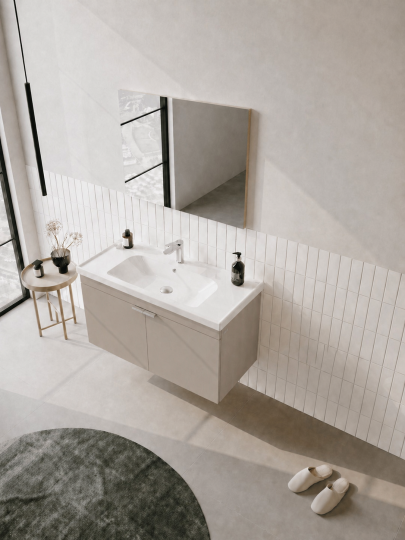 Orka Desna 100 cm, Çöl Beji, Banyo Dolabı Takımı, (Düz Ayna), 5008752 - 4