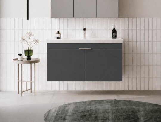 Orka Desna 100 cm, Mat Antrasit Banyo Dolabı Alt Modül Ve Lavabo, 5008732 