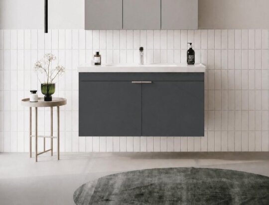 Orka Desna 100 cm, Mat Antrasit Banyo Dolabı Alt Modül Ve Lavabo, 5008732 - 2