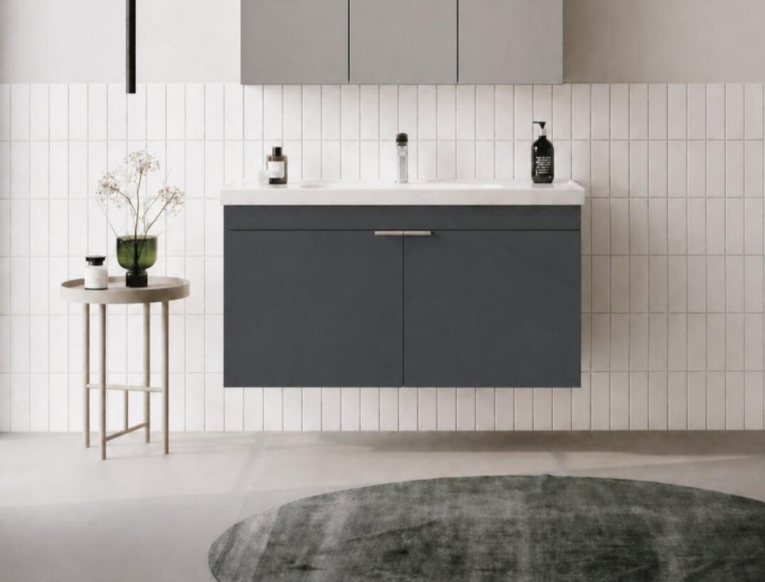 Orka Desna 100 cm, Mat Antrasit Banyo Dolabı Alt Modül Ve Lavabo, 5008732 - 2