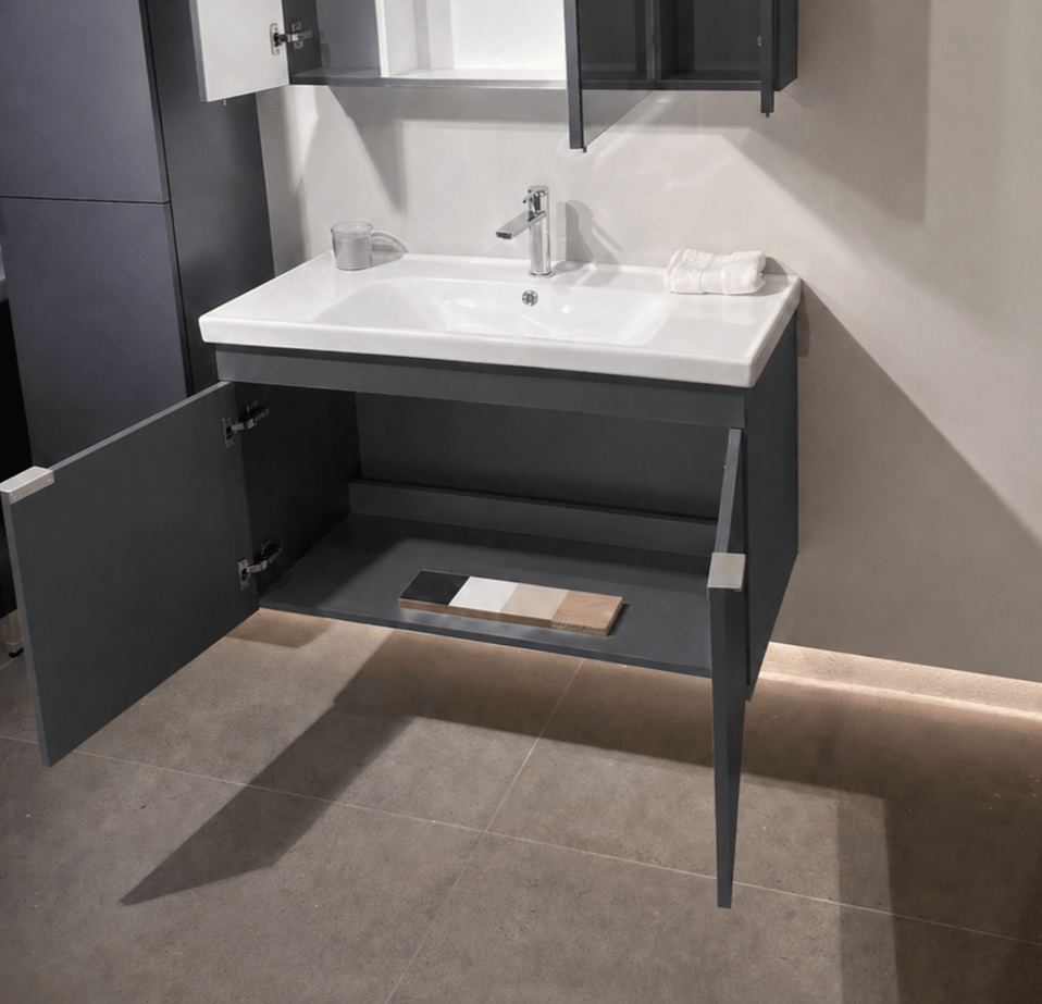 Orka Desna 100 cm, Mat Antrasit Banyo Dolabı Alt Modül Ve Lavabo, 5008732 - 6
