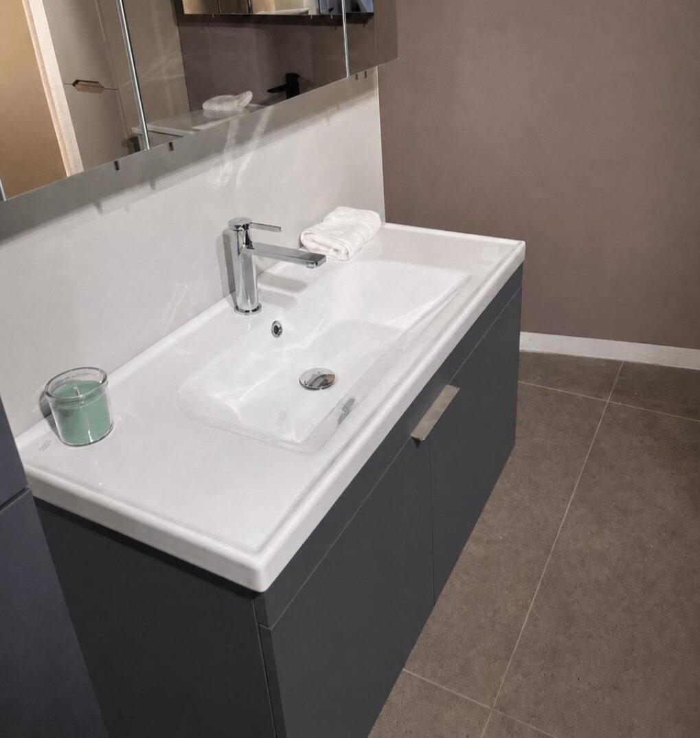 Orka Desna 100 cm, Mat Antrasit Banyo Dolabı Alt Modül Ve Lavabo, 5008732 - 7