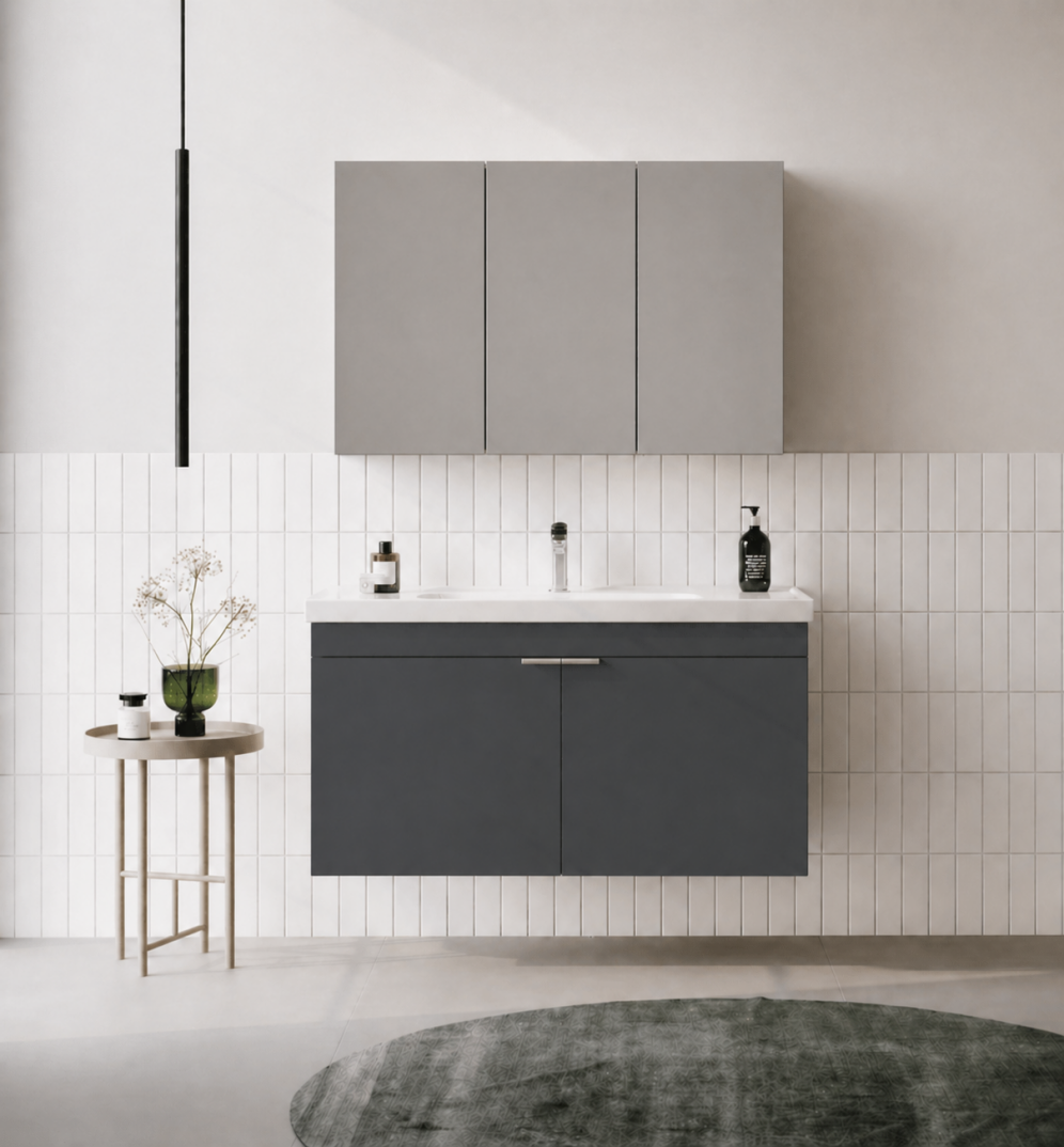 Orka Desna 100 cm, Mat Antrasit, Banyo Dolabı Takımı, (Dolaplı Ayna), 5008733 - 1