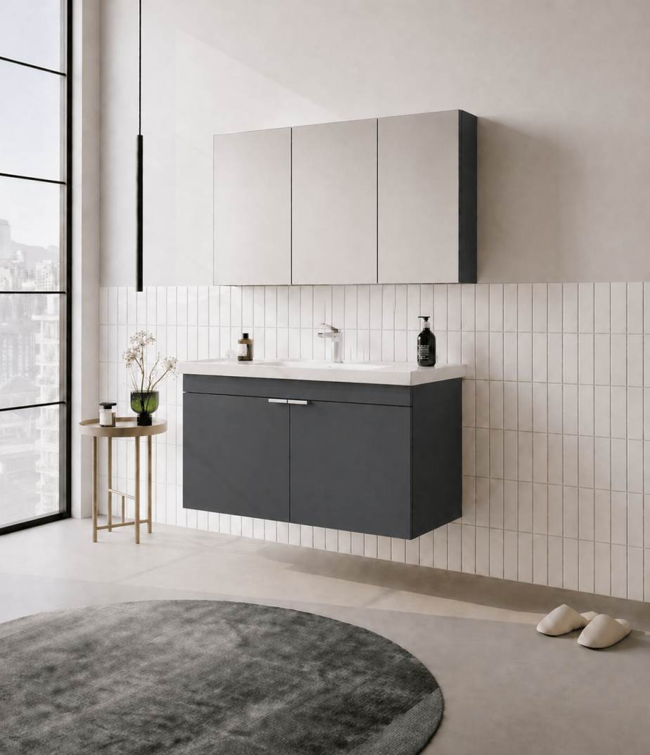 Orka Desna 100 cm, Mat Antrasit, Banyo Dolabı Takımı, (Dolaplı Ayna), 5008733 - 3