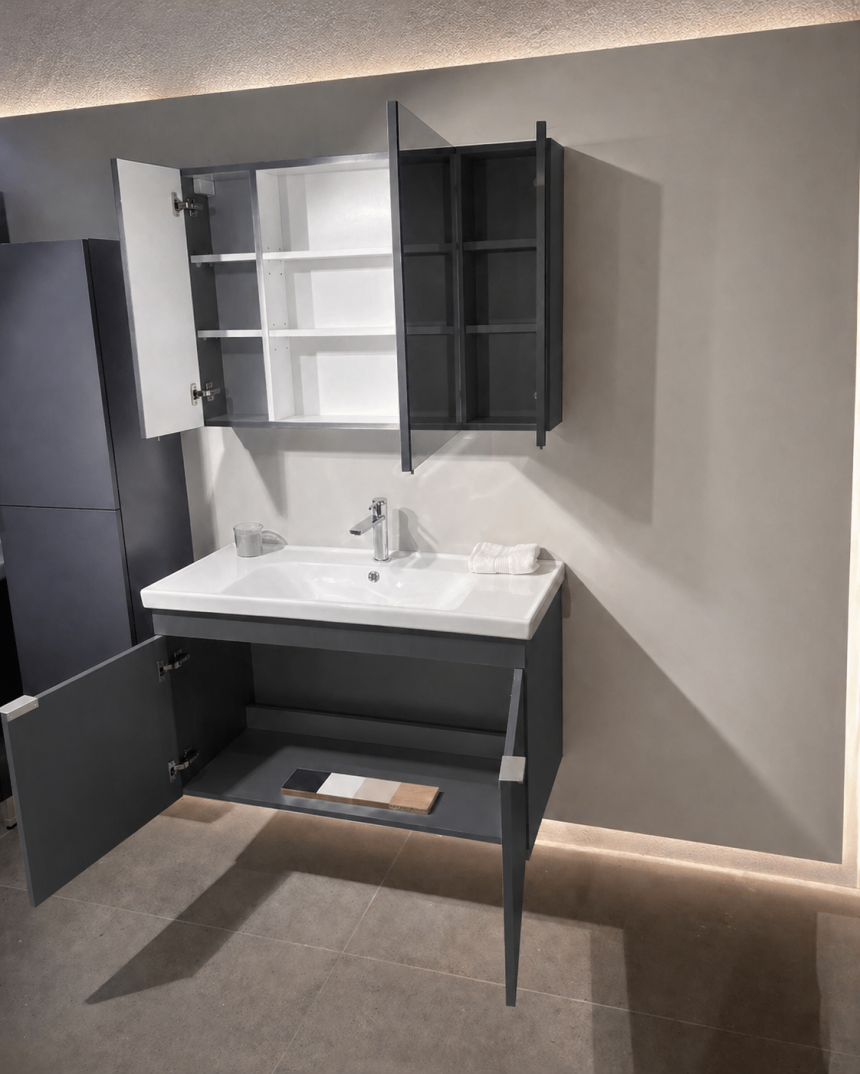 Orka Desna 100 cm, Mat Antrasit, Banyo Dolabı Takımı, (Dolaplı Ayna), 5008733 - 6