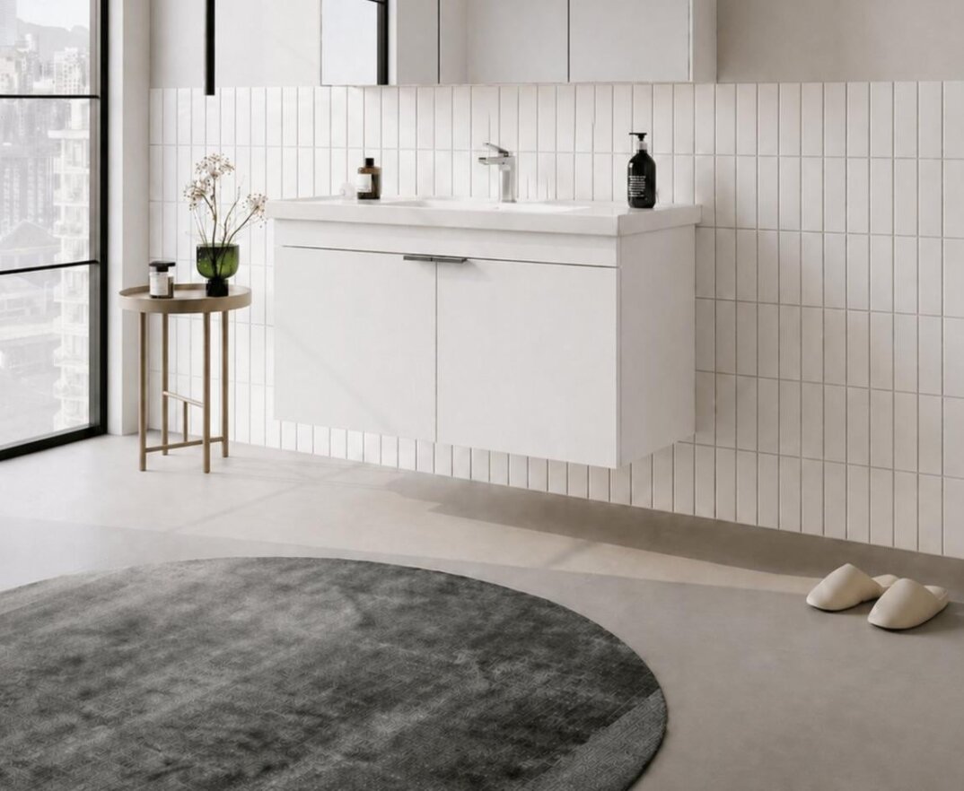 Orka Desna 100 cm, Mat Beyaz, Banyo Dolabı Alt Modül Ve Lavabo, 5008730 - 3