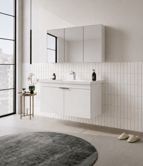 Orka Desna 100 cm, Mat Beyaz, Banyo Dolabı Takımı, (Dolaplı Ayna), 5008731 - 3