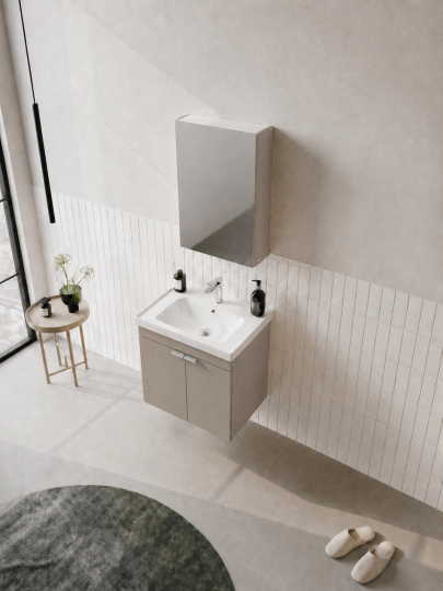 Orka Desna 50 cm, Çöl Beji, Banyo Dolabı Takımı, (Dolaplı Ayna), 5009176 - 4