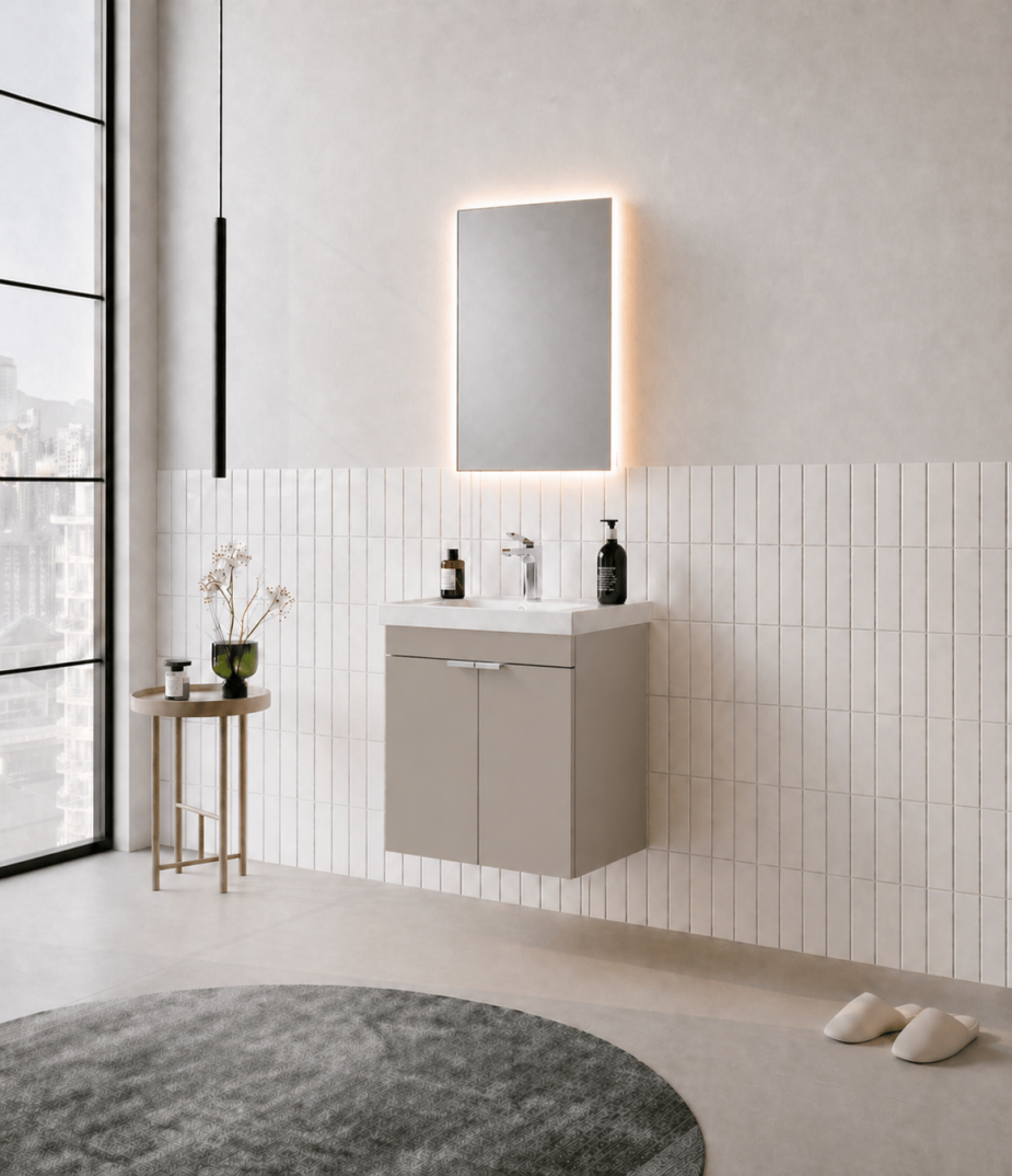 Orka Desna 50 cm, Çöl Beji, Banyo Dolabı Takımı, (Düz Ayna), 5008559 - 3