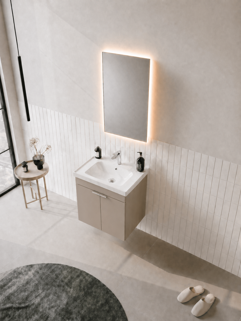 Orka Desna 50 cm, Çöl Beji, Banyo Dolabı Takımı, (Düz Ayna), 5008559 - 4