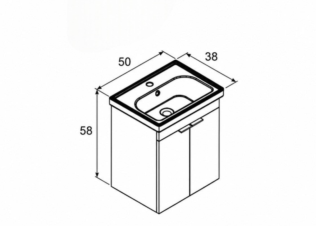 Orka Desna 50 cm, Mat Antrasit, Banyo Dolabı Alt Modül Ve Lavabo, 5007926 - 6