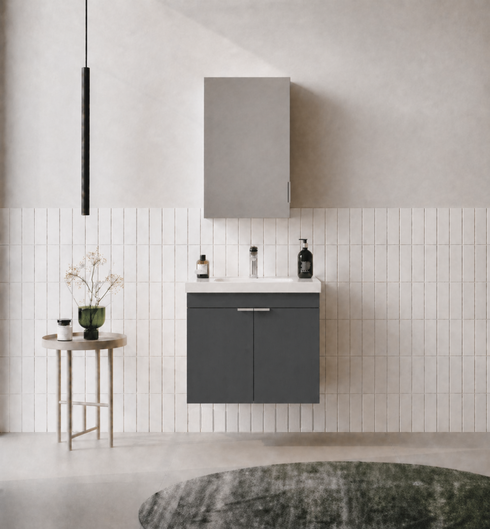 Orka Desna 50 cm, Mat Antrasit, Banyo Dolabı Takımı, (Dolaplı Ayna),, 5009173 - 1