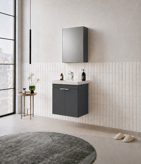 Orka Desna 50 cm, Mat Antrasit, Banyo Dolabı Takımı, (Dolaplı Ayna),, 5009173 - 3