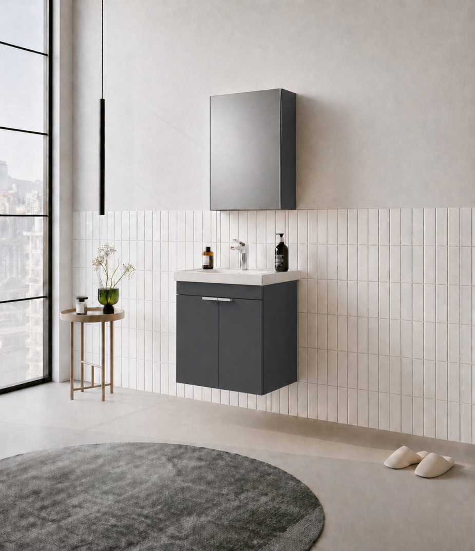 Orka Desna 50 cm, Mat Antrasit, Banyo Dolabı Takımı, (Dolaplı Ayna),, 5009173 - 3