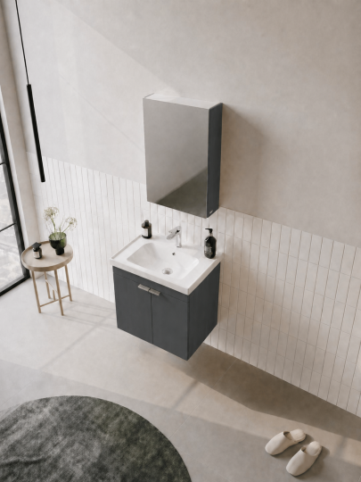 Orka Desna 50 cm, Mat Antrasit, Banyo Dolabı Takımı, (Dolaplı Ayna),, 5009173 - 4