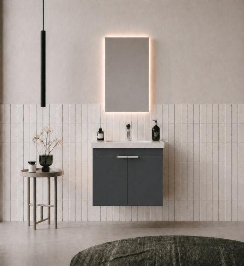 Orka Desna 50 cm, Mat Antrasit, Banyo Dolabı Takımı, (Düz Ayna), 5007927 - 2