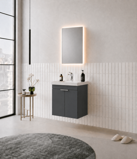 Orka Desna 50 cm, Mat Antrasit, Banyo Dolabı Takımı, (Düz Ayna), 5007927 - 3