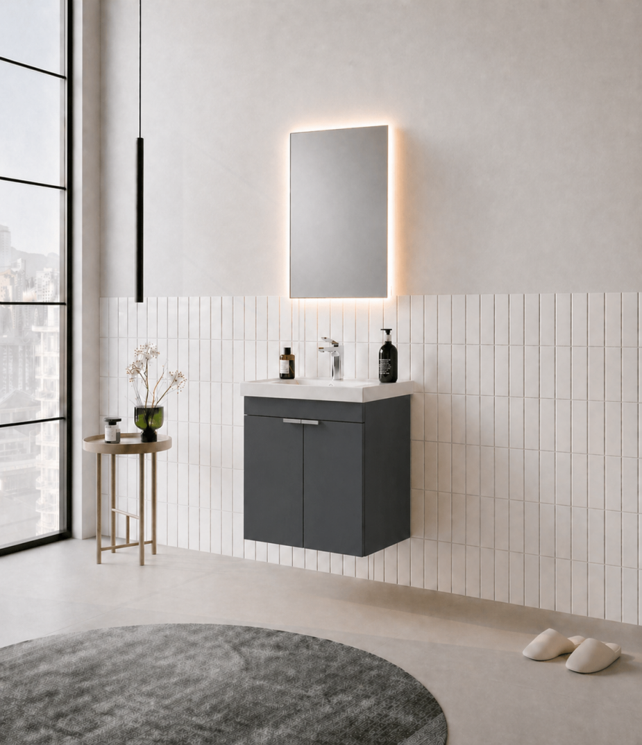 Orka Desna 50 cm, Mat Antrasit, Banyo Dolabı Takımı, (Düz Ayna), 5007927 - 3