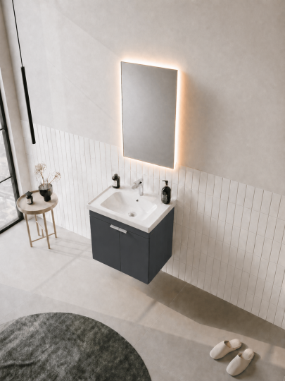 Orka Desna 50 cm, Mat Antrasit, Banyo Dolabı Takımı, (Düz Ayna), 5007927 - 4