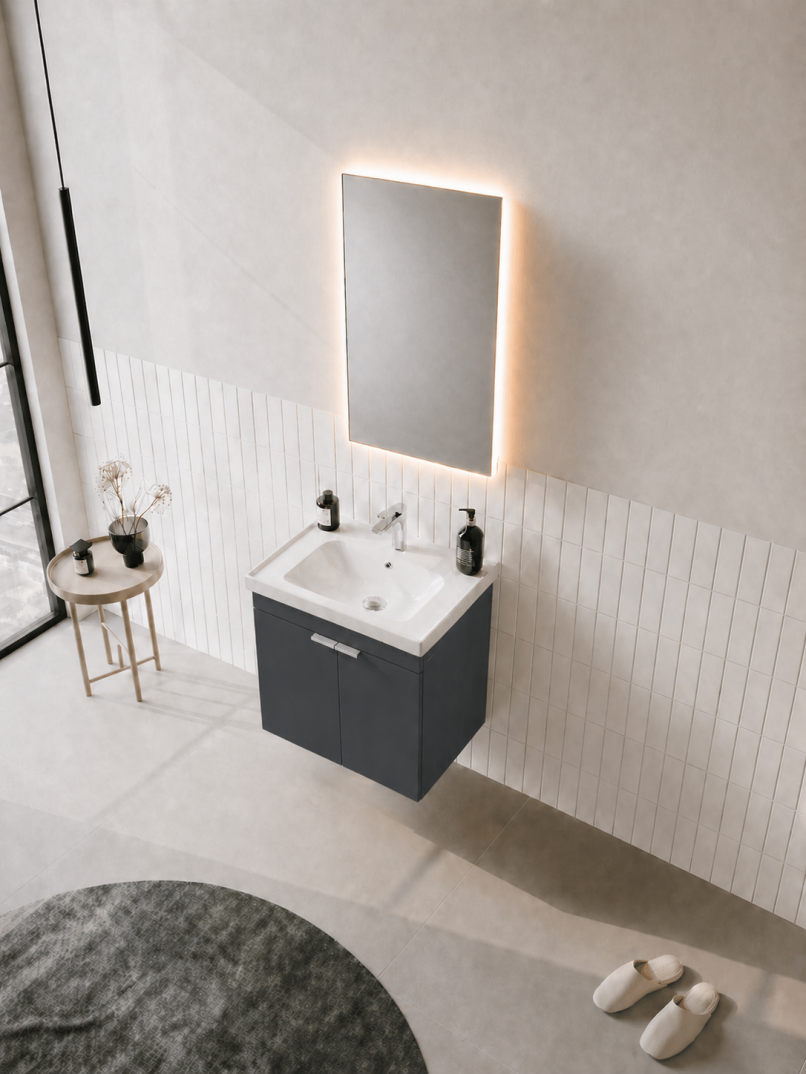 Orka Desna 50 cm, Mat Antrasit, Banyo Dolabı Takımı, (Düz Ayna), 5007927 - 4