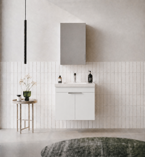 Orka Desna 50 cm, Mat Beyaz, Banyo Dolabı Takımı, (Dolaplı Ayna), 5009174