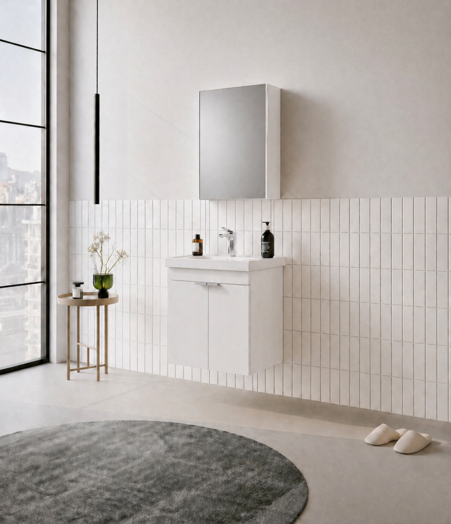 Orka Desna 50 cm, Mat Beyaz, Banyo Dolabı Takımı, (Dolaplı Ayna), 5009174 - 3