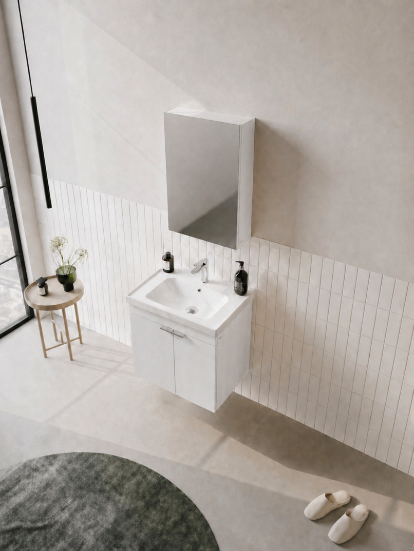 Orka Desna 50 cm, Mat Beyaz, Banyo Dolabı Takımı, (Dolaplı Ayna), 5009174 - 4
