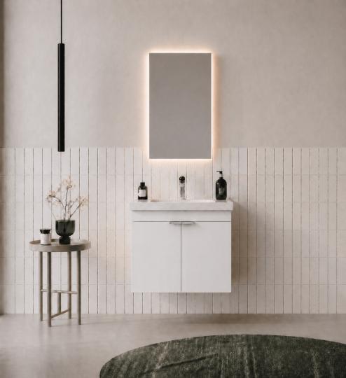 Orka Desna 50 cm, Mat Beyaz, Banyo Dolabı Takımı, (Düz Ayna), 5007919 