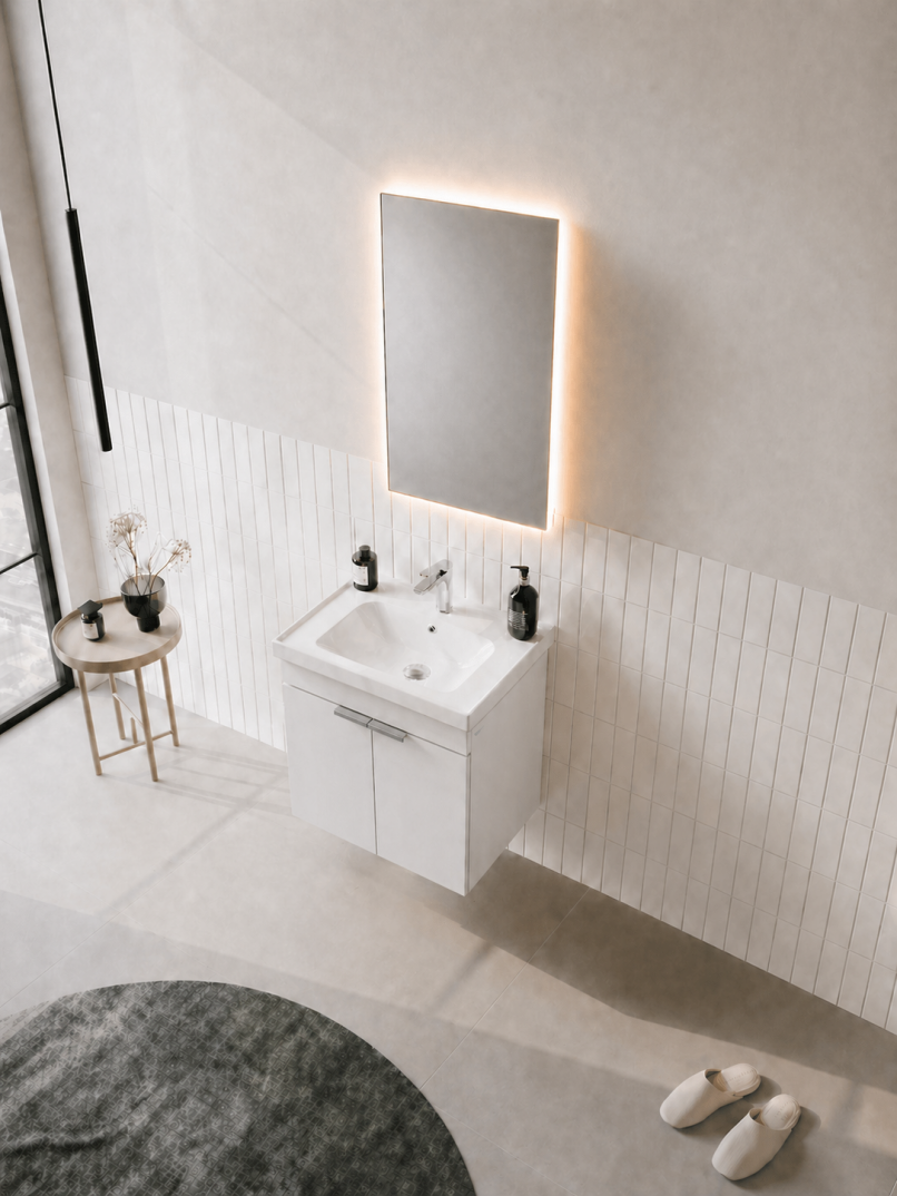 Orka Desna 50 cm, Mat Beyaz, Banyo Dolabı Takımı, (Düz Ayna), 5007919 - 4