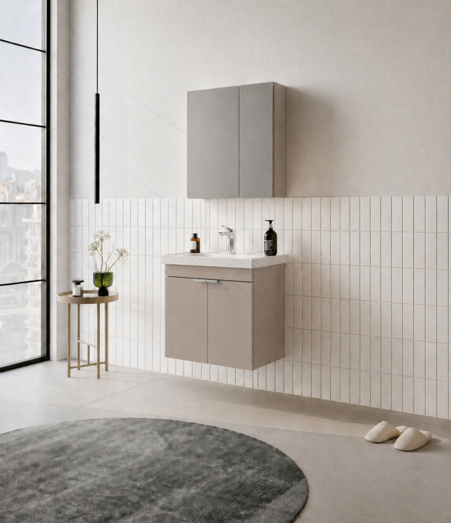 Orka Desna 60 cm, Çöl Beji, Banyo Dolabı Takımı, (Dolaplı Ayna),, 5008566 - 3