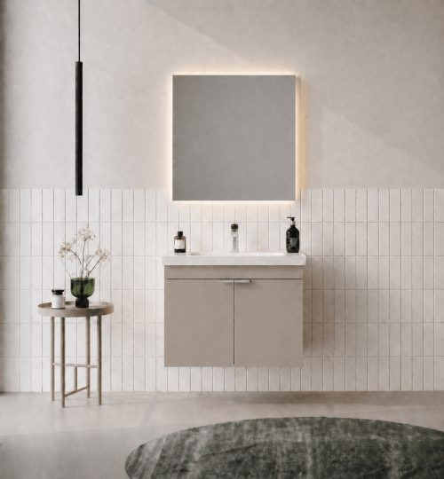 Orka Desna 60 cm, Çöl Beji, Banyo Dolabı Takımı, (Düz Ayna), 5008564